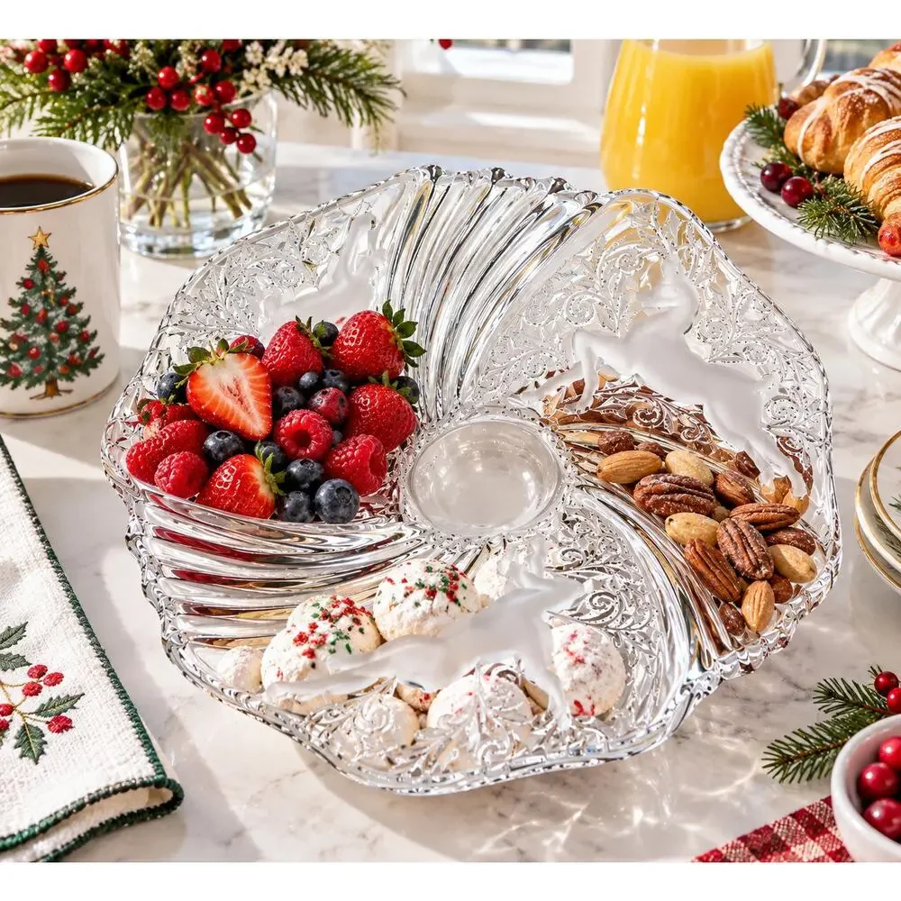 Mikasa Christmas Medley Reindeer Crystal Bon Bon Bowl 9